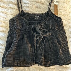 NWT Urban Outfitters black tie flyaway tank top - size small